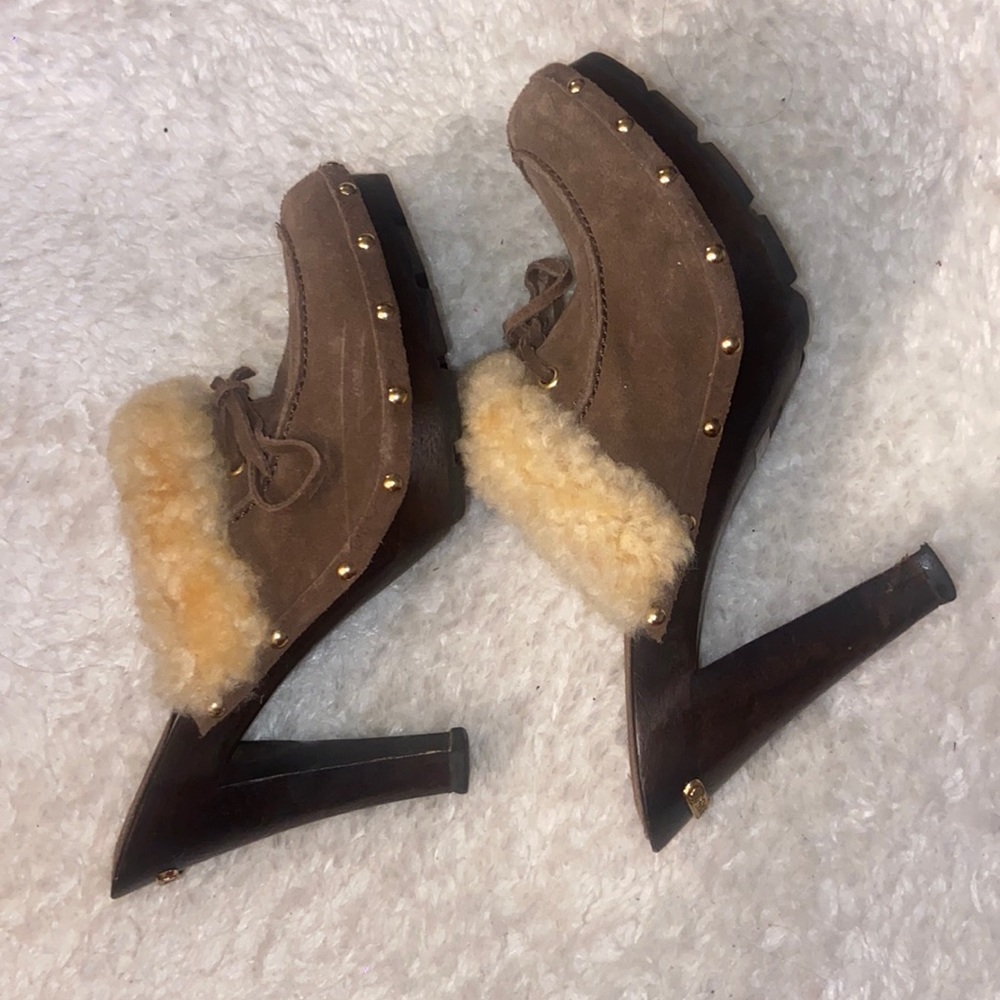 MICHAEL KORS Brown Heel Clogs Studded